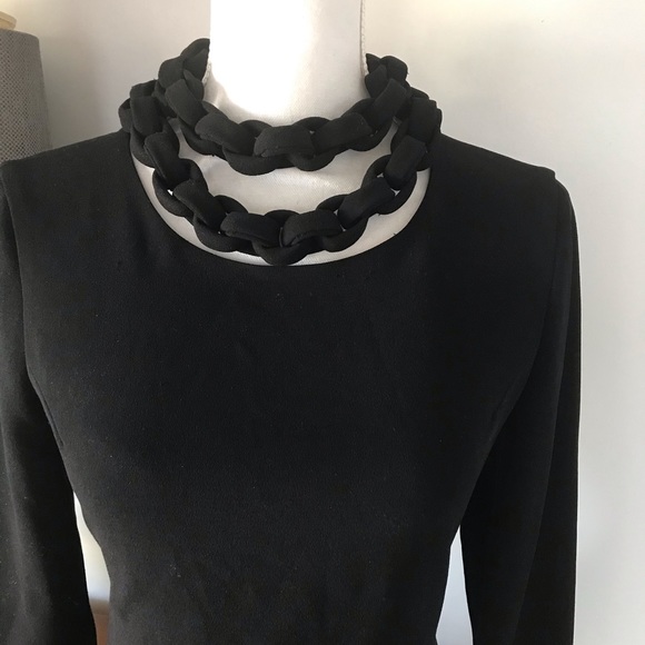 SOLD black crepe dress ornate collar by Diane Von Furstenburg sz XS 2 - Picture 9 of 14